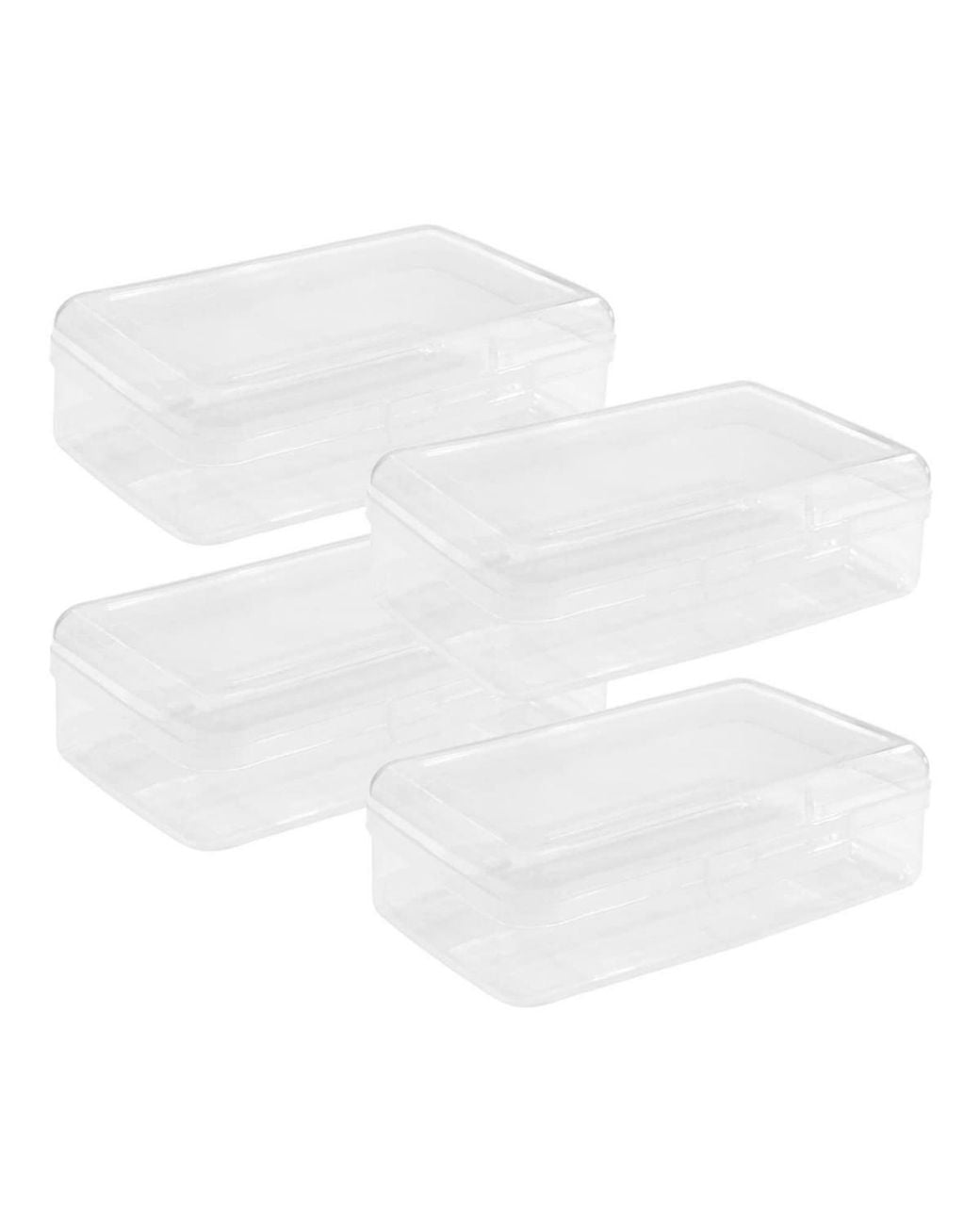 Gnuadz White 4-pack Clear Plastic Pencil Box Stackable School Supply Case