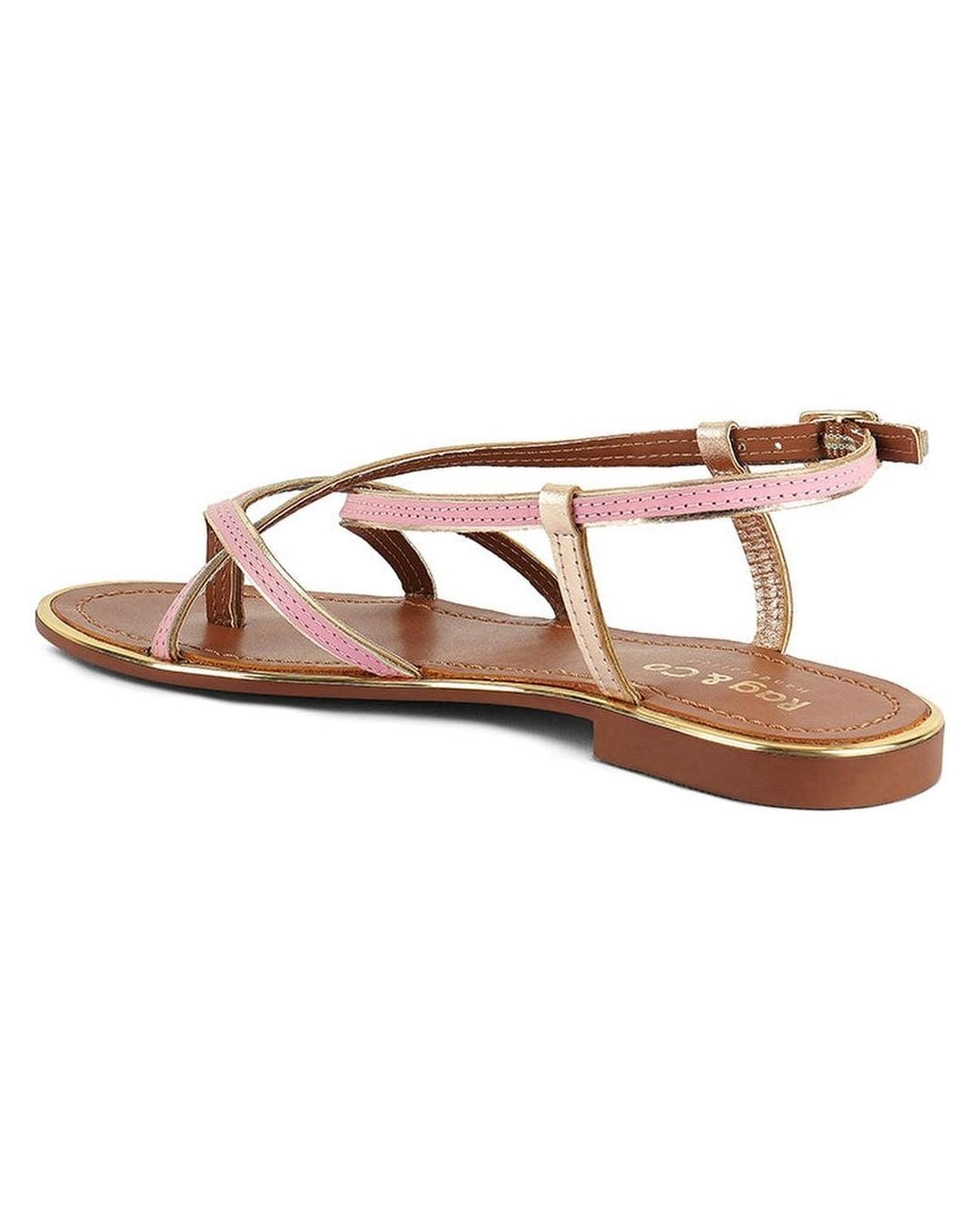 Rag & Co Pink Pheobe Strappy Flat Sandals