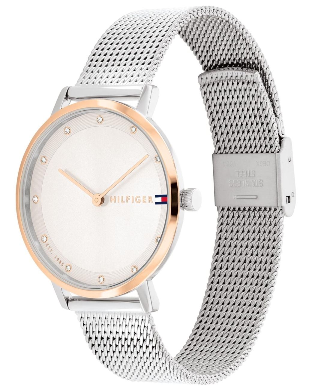 Tommy Hilfiger Metallic Two Hand Silver-tone Stainless Steel Watch 34mm