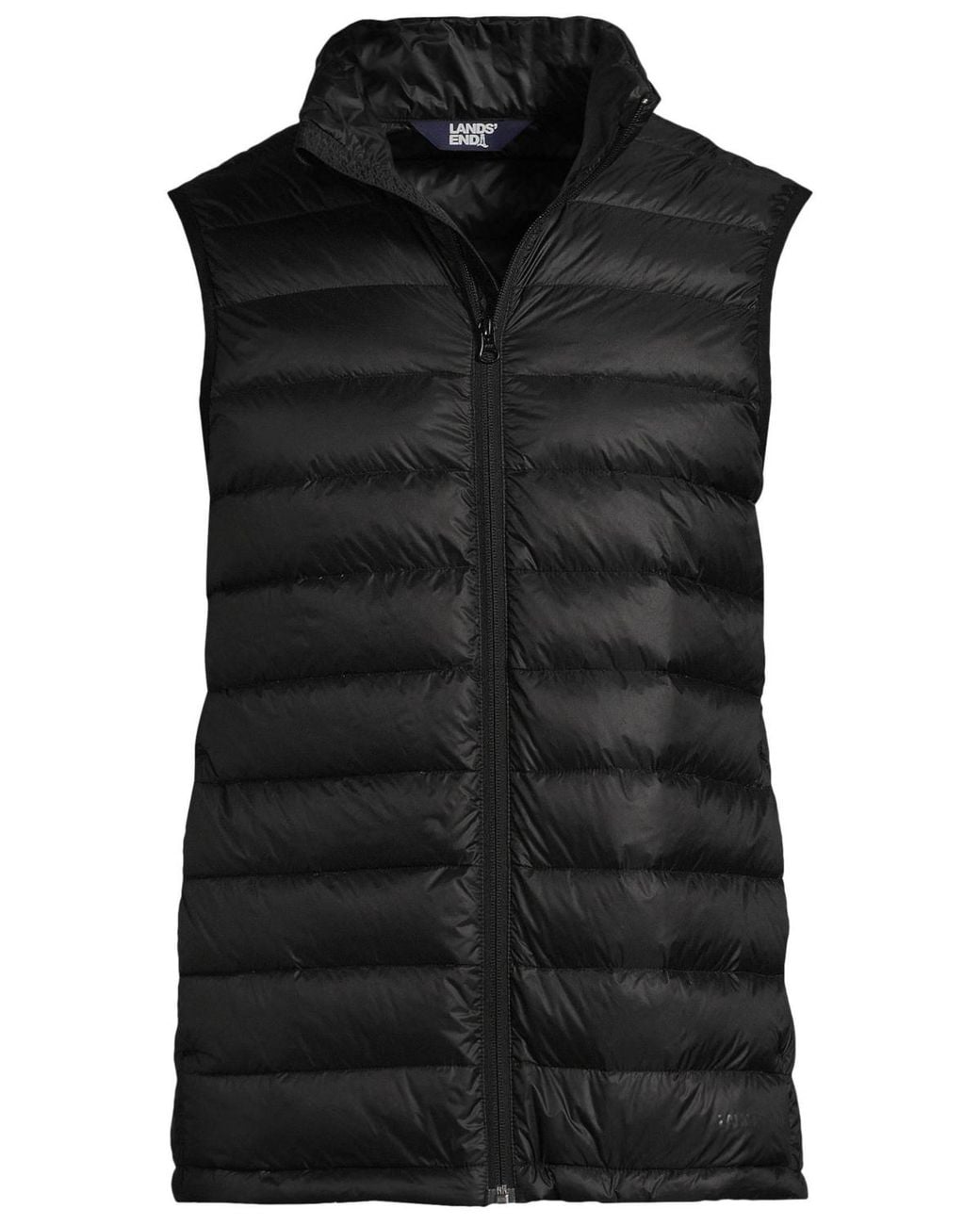 Lands' End Black Wanderweight Packable Down Vest for men