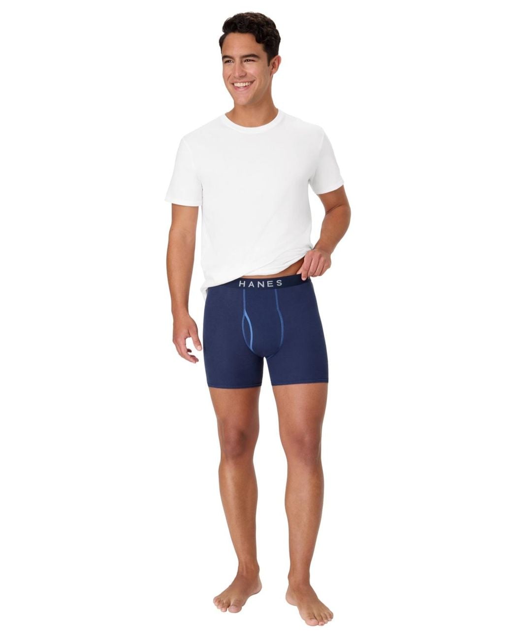 Hanes Blue Ultimate Ringer Boxer Briefs for men
