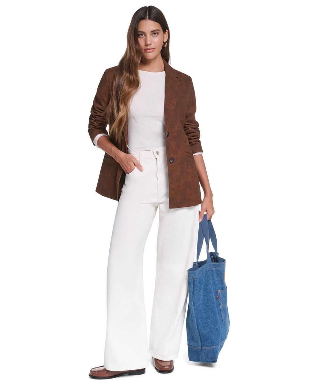 Levi's White Laydown Collar Single-breasted Blazer