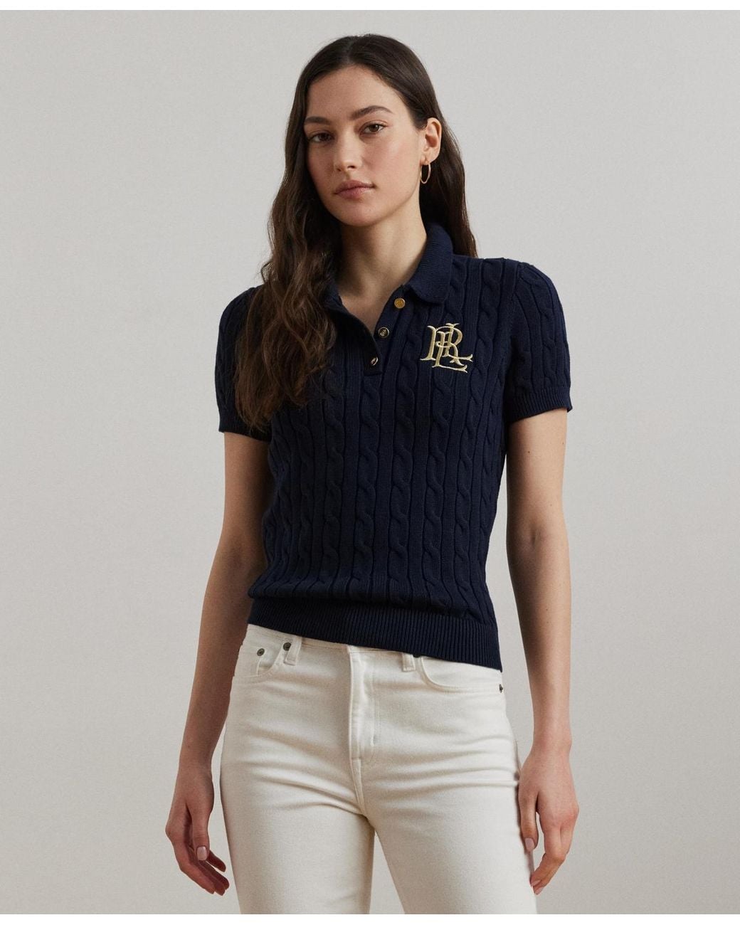 Ralph Lauren Blue Cable-knit Polo Shirt