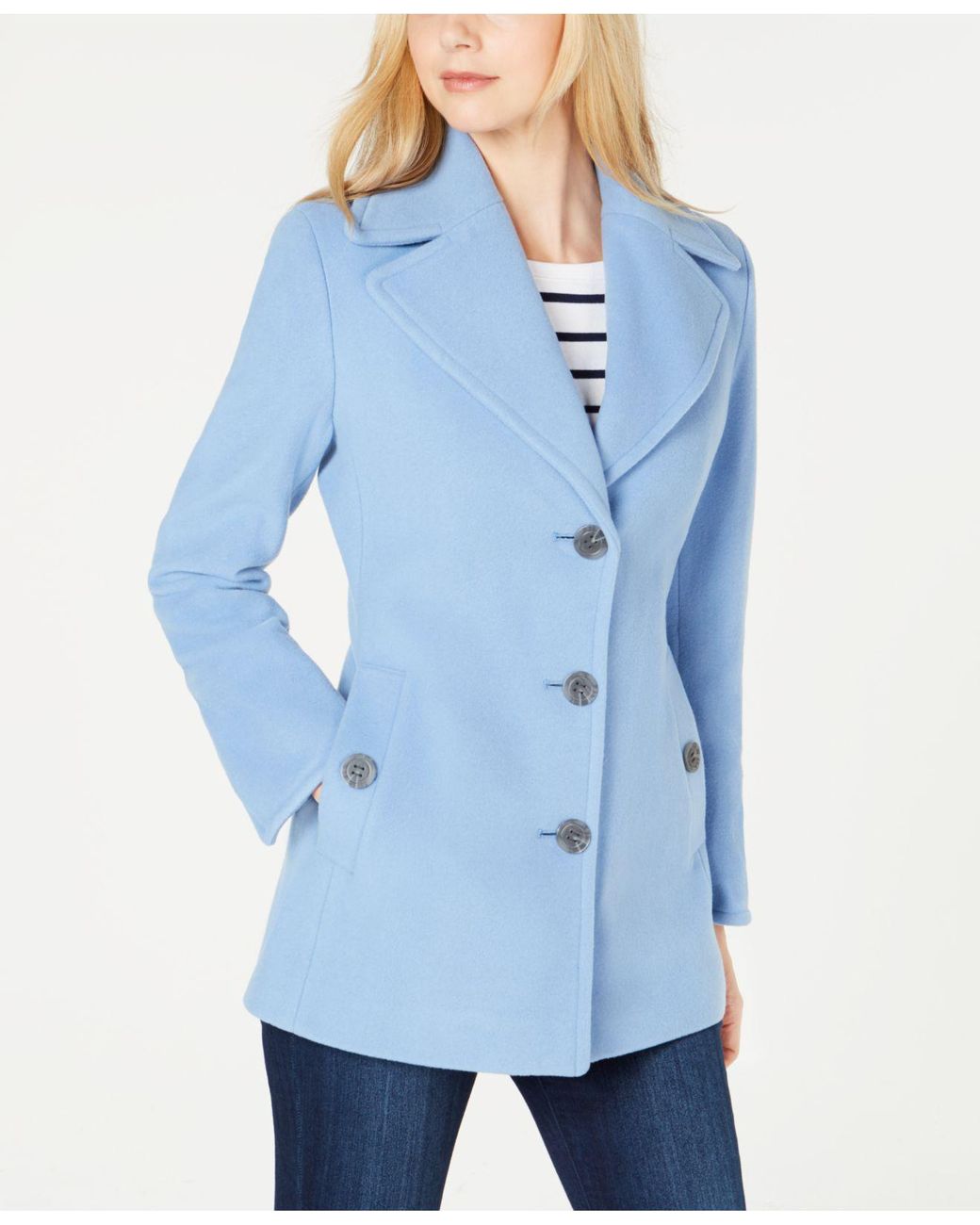 Calvin Klein Wool-cashmere Single-breasted Peacoat, Created For Macy's in  Blue | Lyst