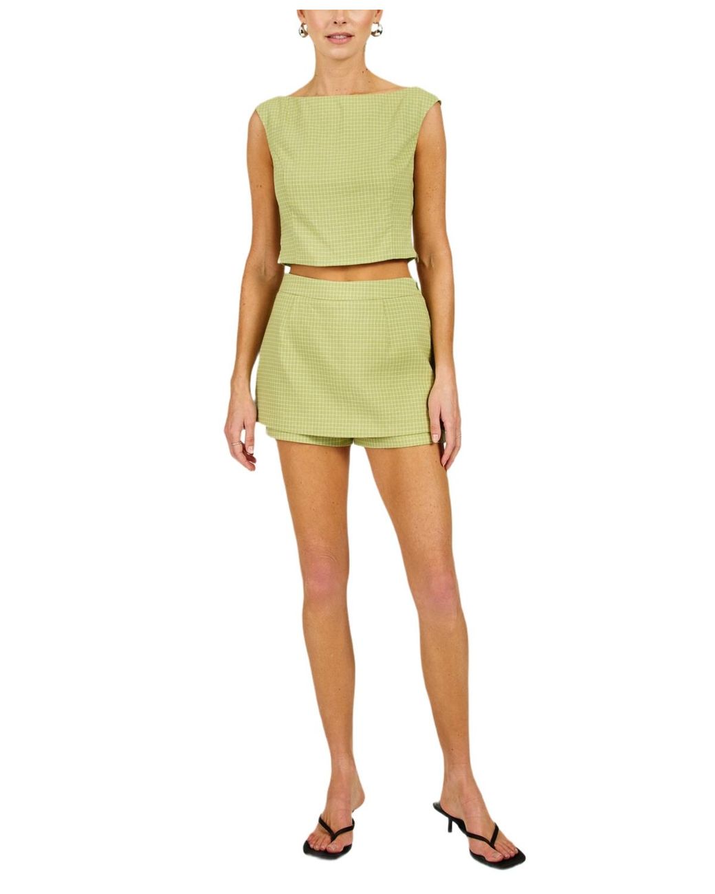 Line & Dot Green Shea Side Zip Mini Skort