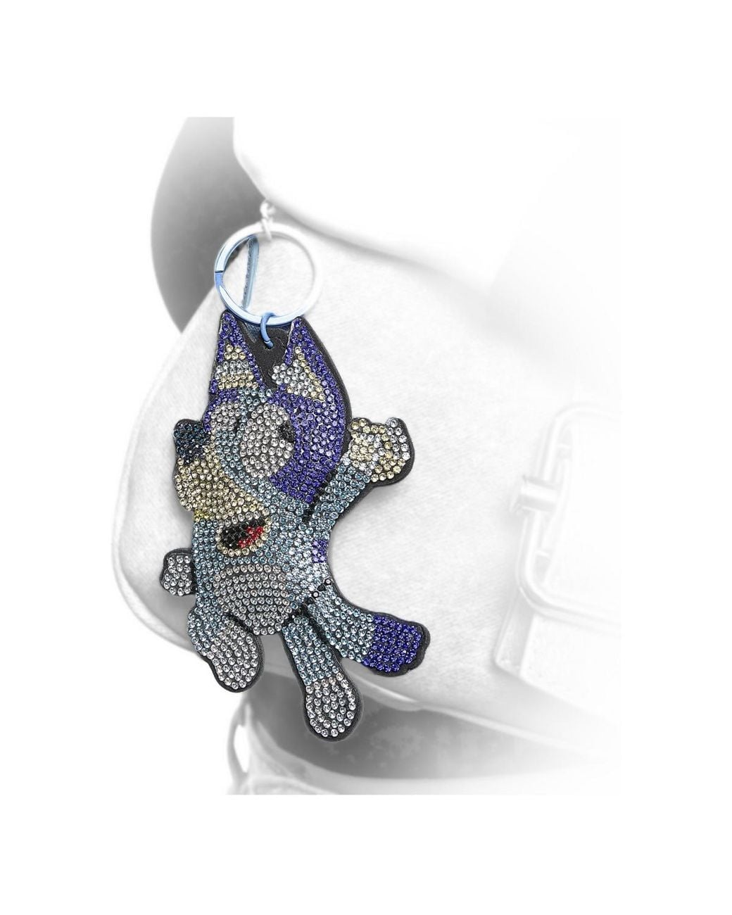 Liquid Warning Iphone Bluey Y Pave Crystal Bag Charm Keychain in Blue | Lyst