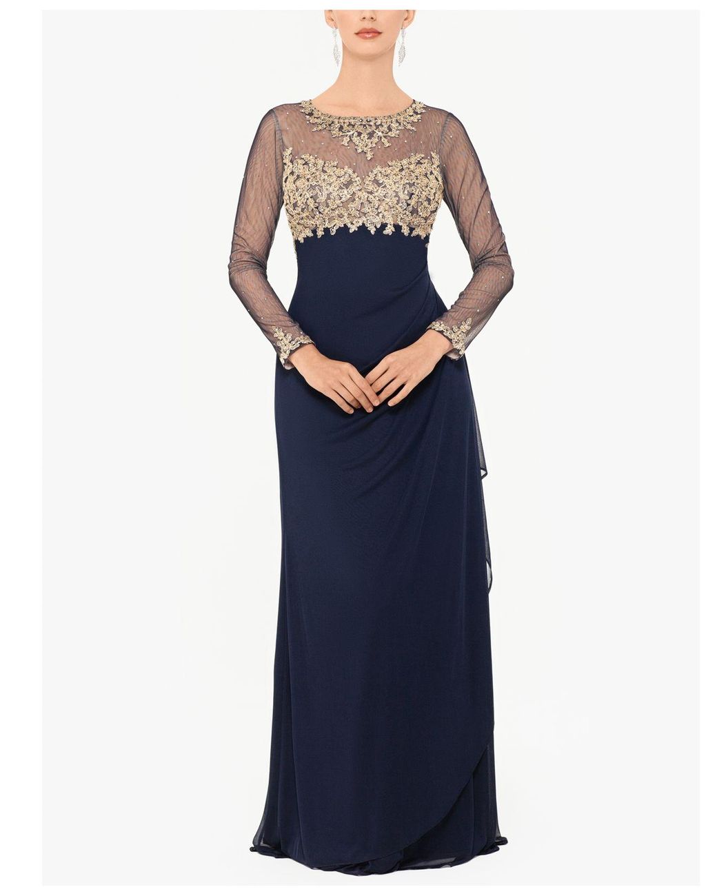 xscape ruched gown