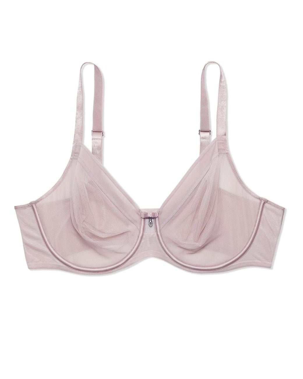Curvy Couture Sheer Mesh Full Coverage Unlined Underwire Bra in Brown ...