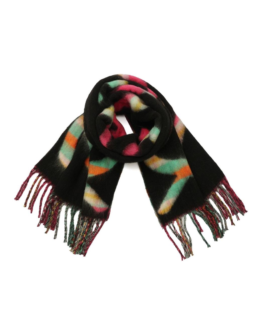 Kurt Geiger Black Plaid Script Logo Wrap Scarf