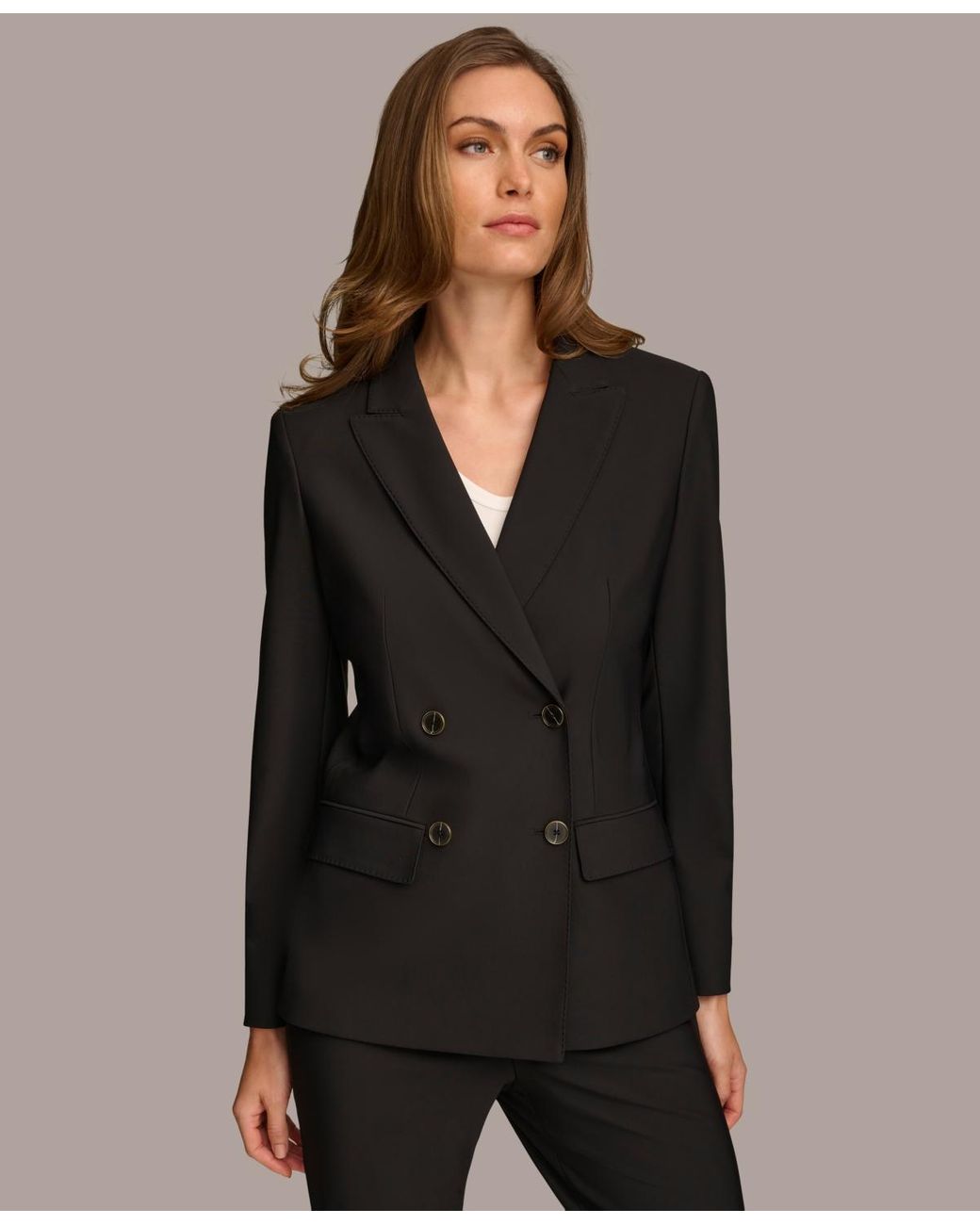 Donna Karan Double Breasted Blazer in Black Lyst