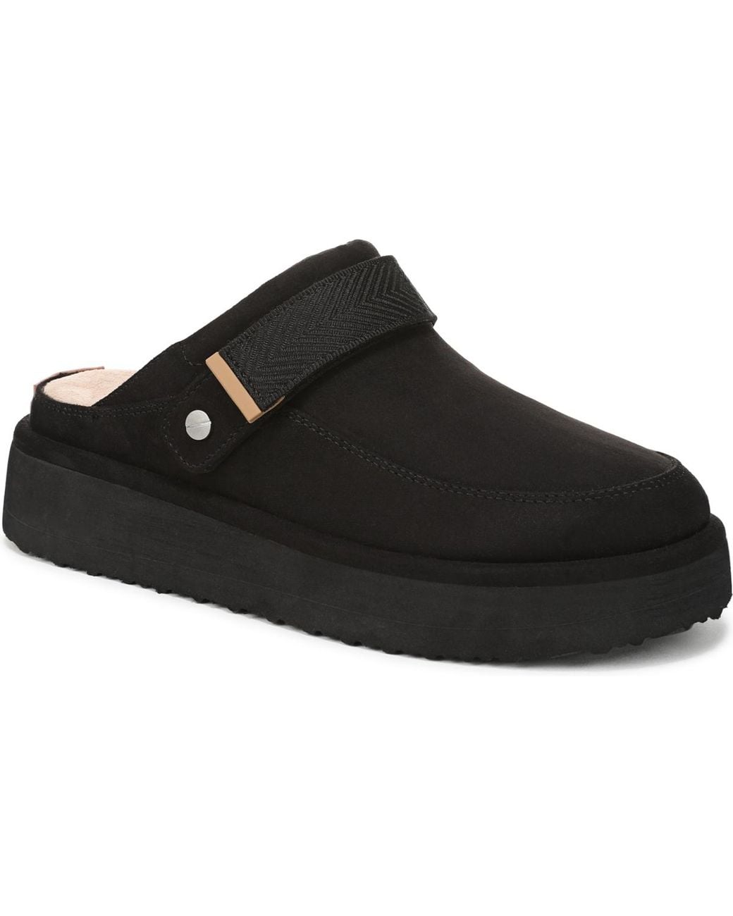 Dr. Scholls Black Chill Time Round Toe Platform Mules