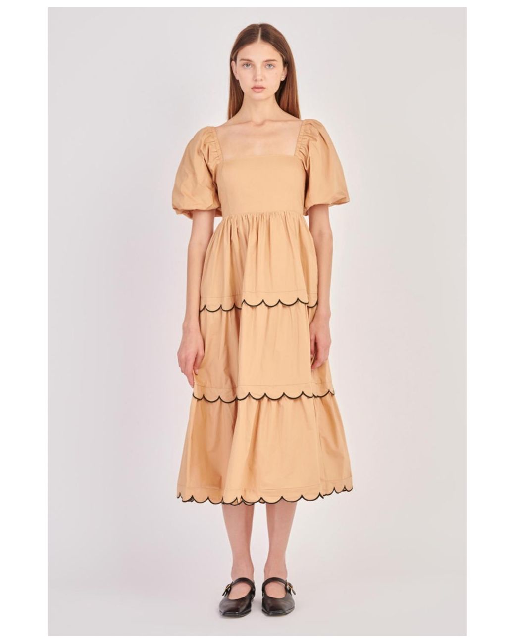 English factory clearance colorblock midi dress