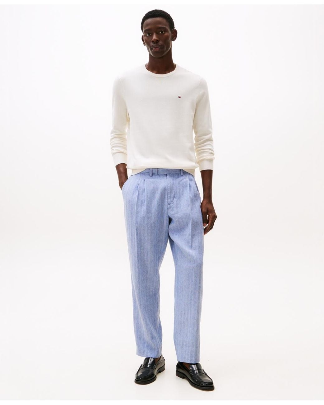Tommy Hilfiger White Essential Crew Neck Sweater for men