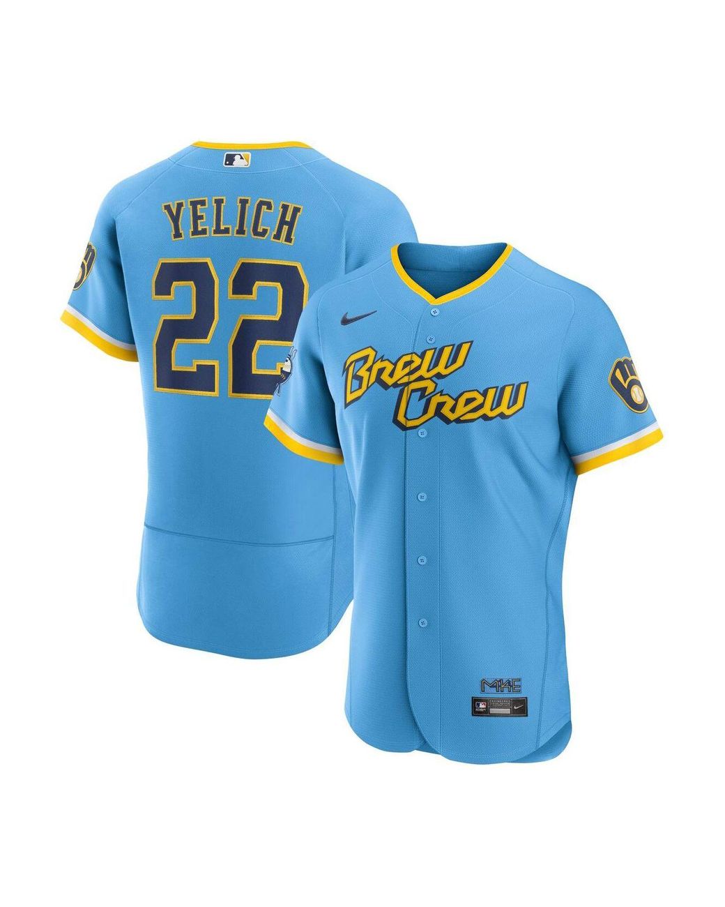 Nike Synthetic Christian Yelich Powder Blue Milwaukee Brewers 2022 City