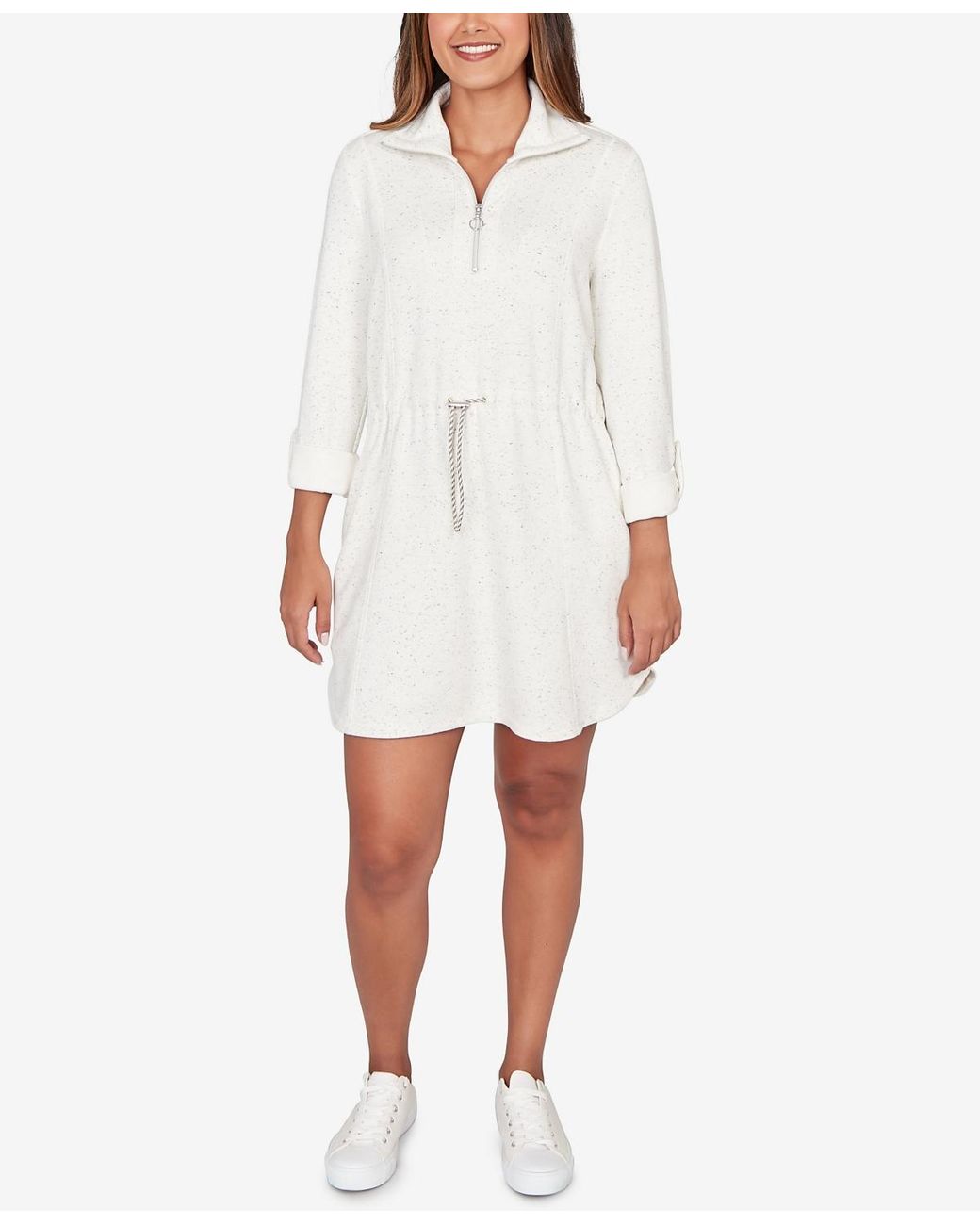 Ruby Rd Dresses Ruby Rd. Petite Flecked Ultra Knit Sneaker Dress in White | Lyst