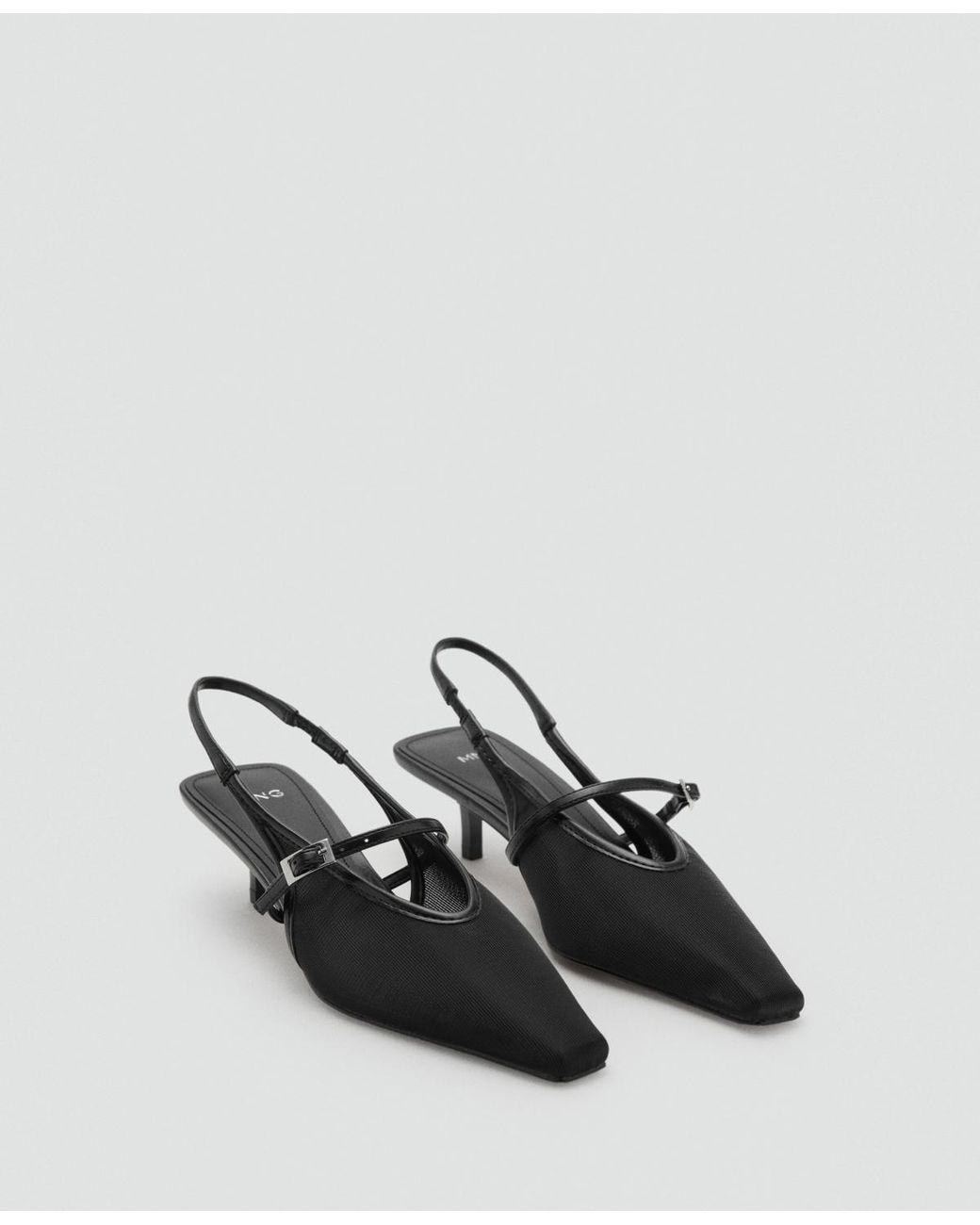 Mango Black Heeled Mesh Shoes