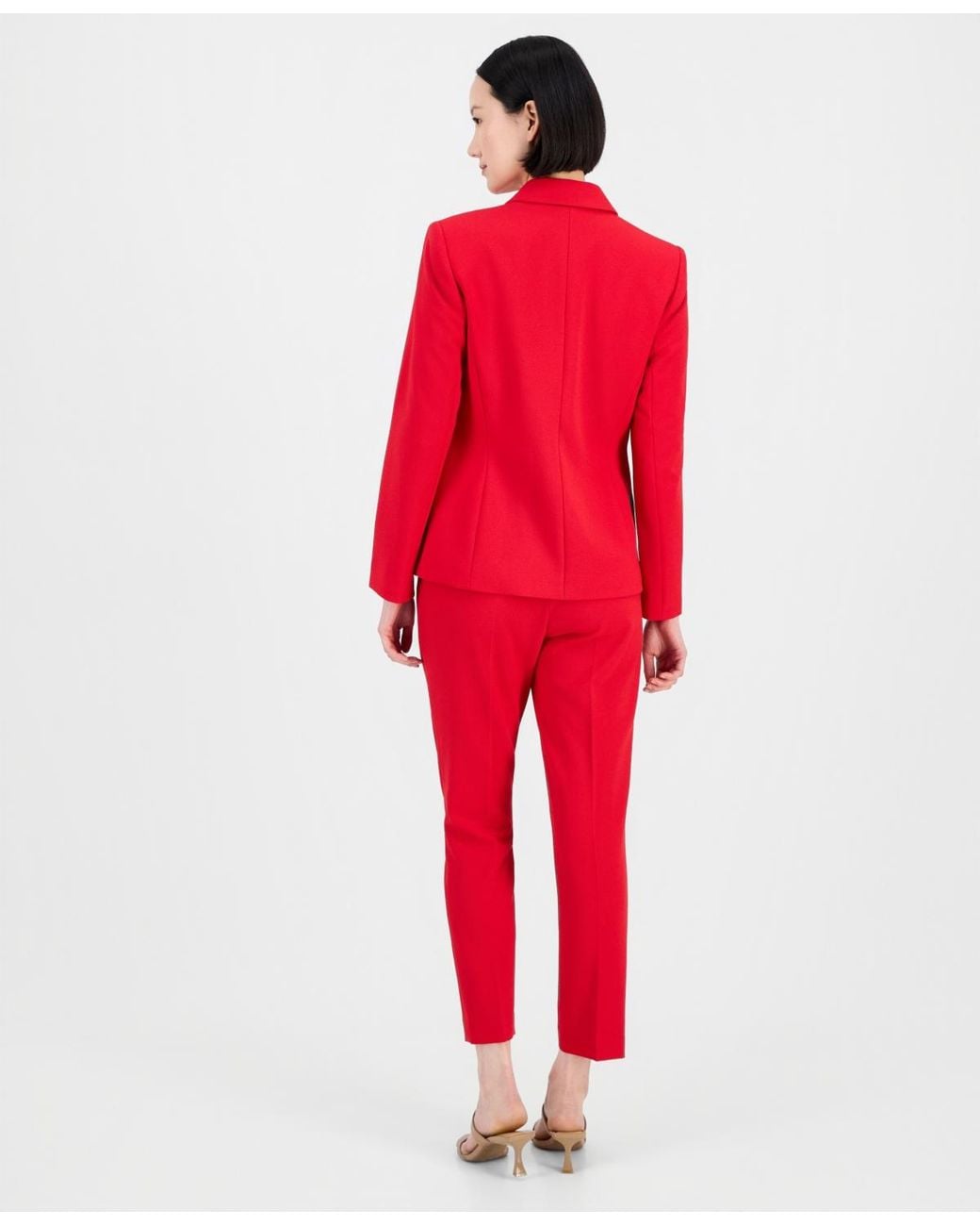 Tahari Red One-button Pantsuit Set