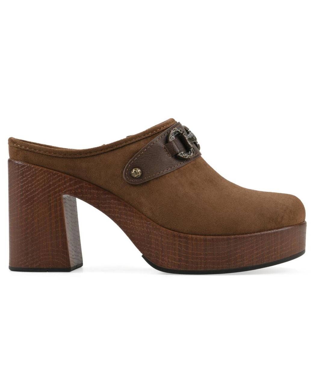 White Mountain Brown Barleys Platform Heel Mule Clogs