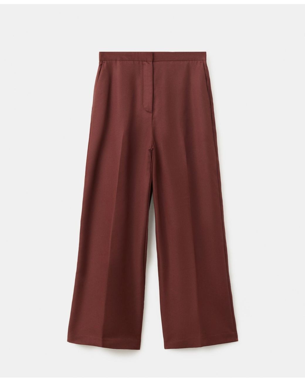 Mango Brown High-waisted Lyocell Pants