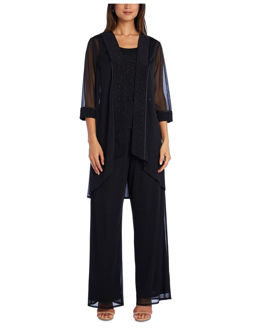 R & M Richards Synthetic 3-pc. Glitter-embellished Pantsuit in Black ...