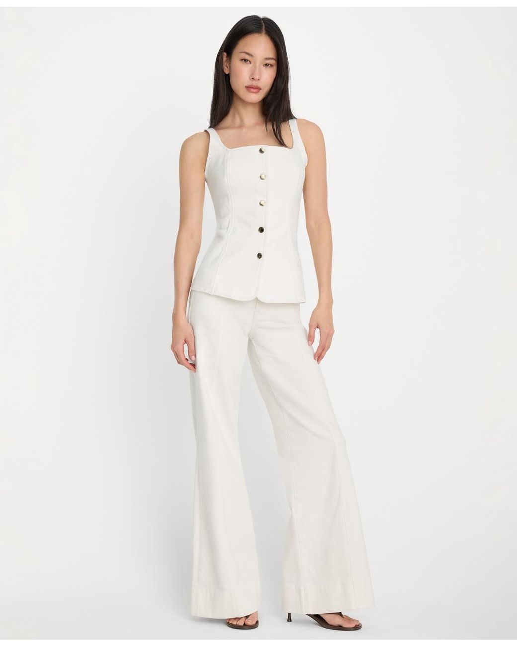 GOOD AMERICAN White Square Neck Top