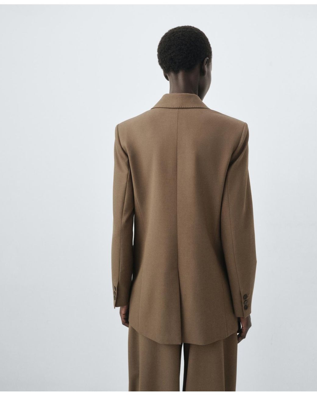 Mango Brown Double-breasted Suit Blazer