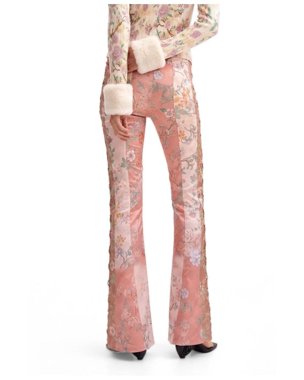 Desigual Pink Printed Flare Pants