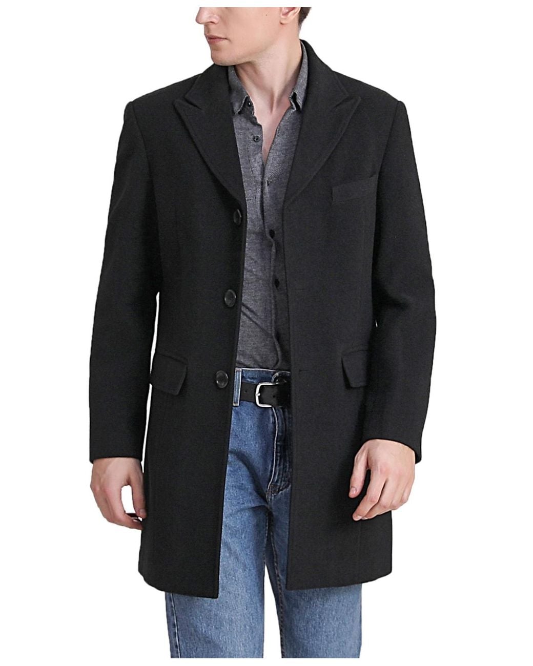 BGSD Black Men Marc Wool Blend Walker Coat for men
