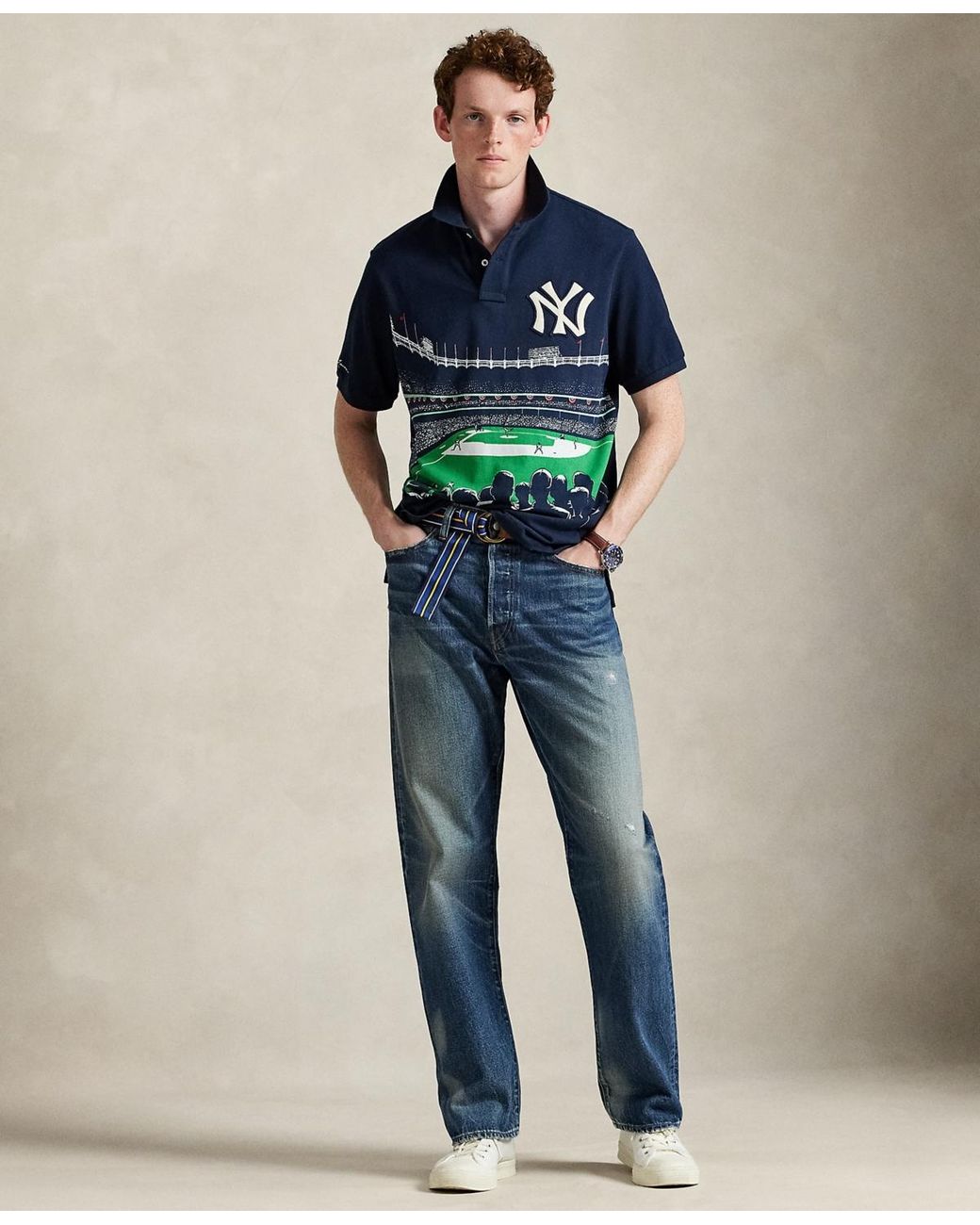Polo Ralph Lauren Classic Fit Yankees Polo Shirt in Blue for Men | Lyst