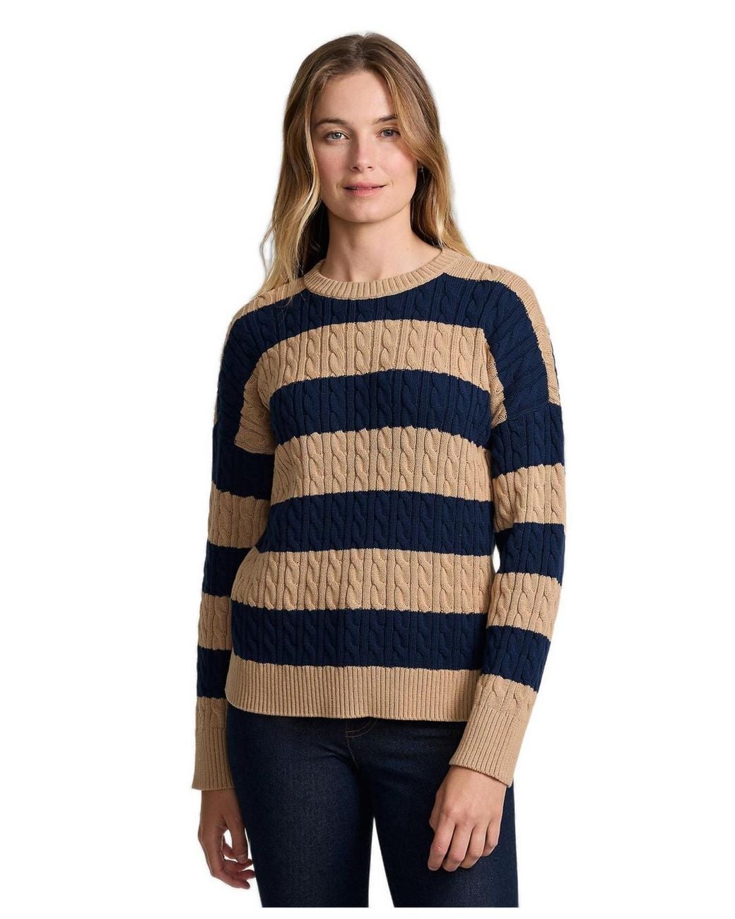 Lands' End Blue Drifter Classic Cable Sweater