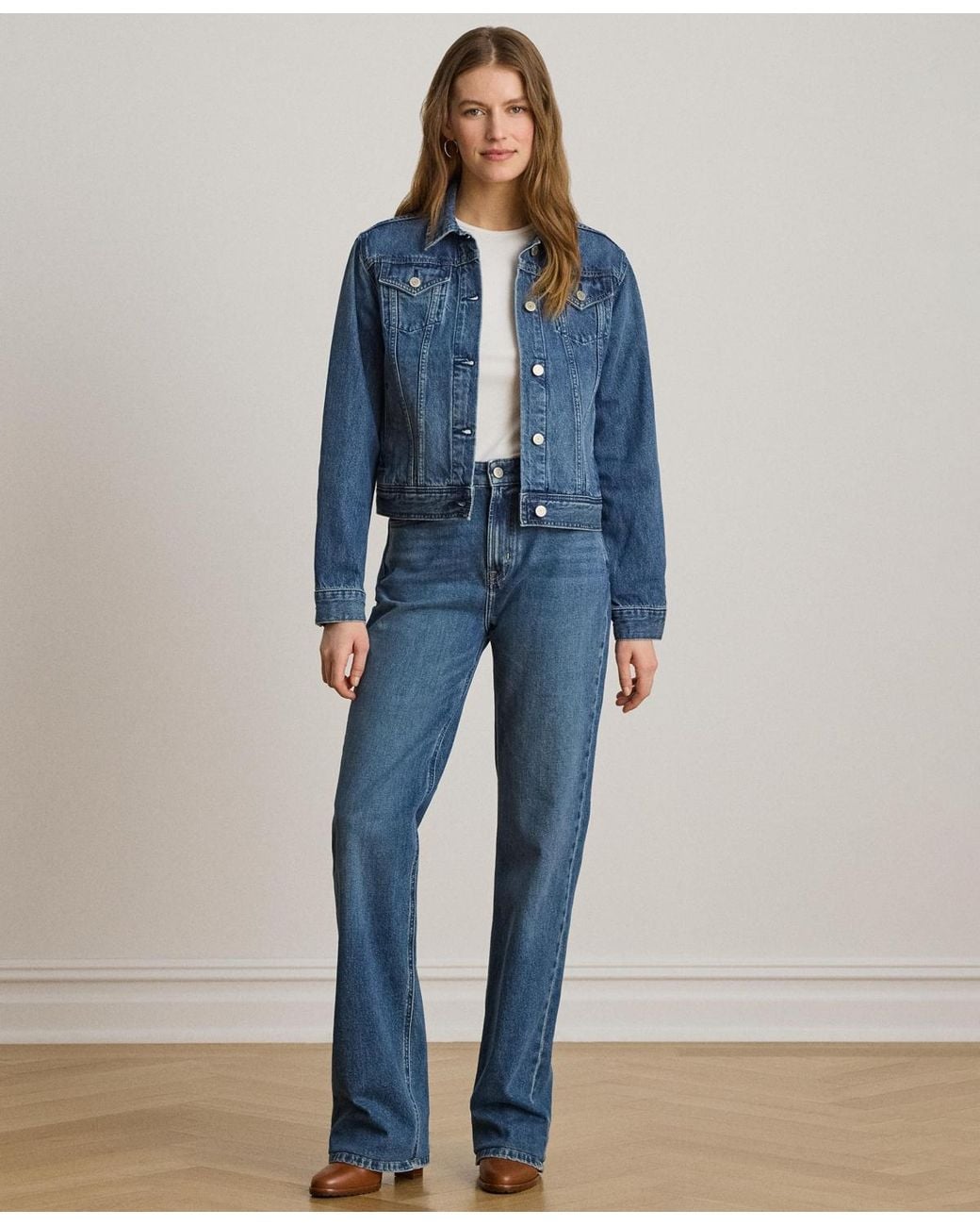 Ralph Lauren Blue Buttoned Placket Denim Trucker Jacket