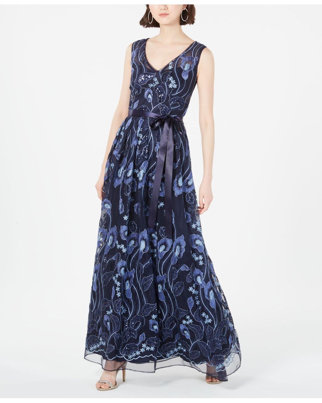 r & m richards petite embellished illusion gown