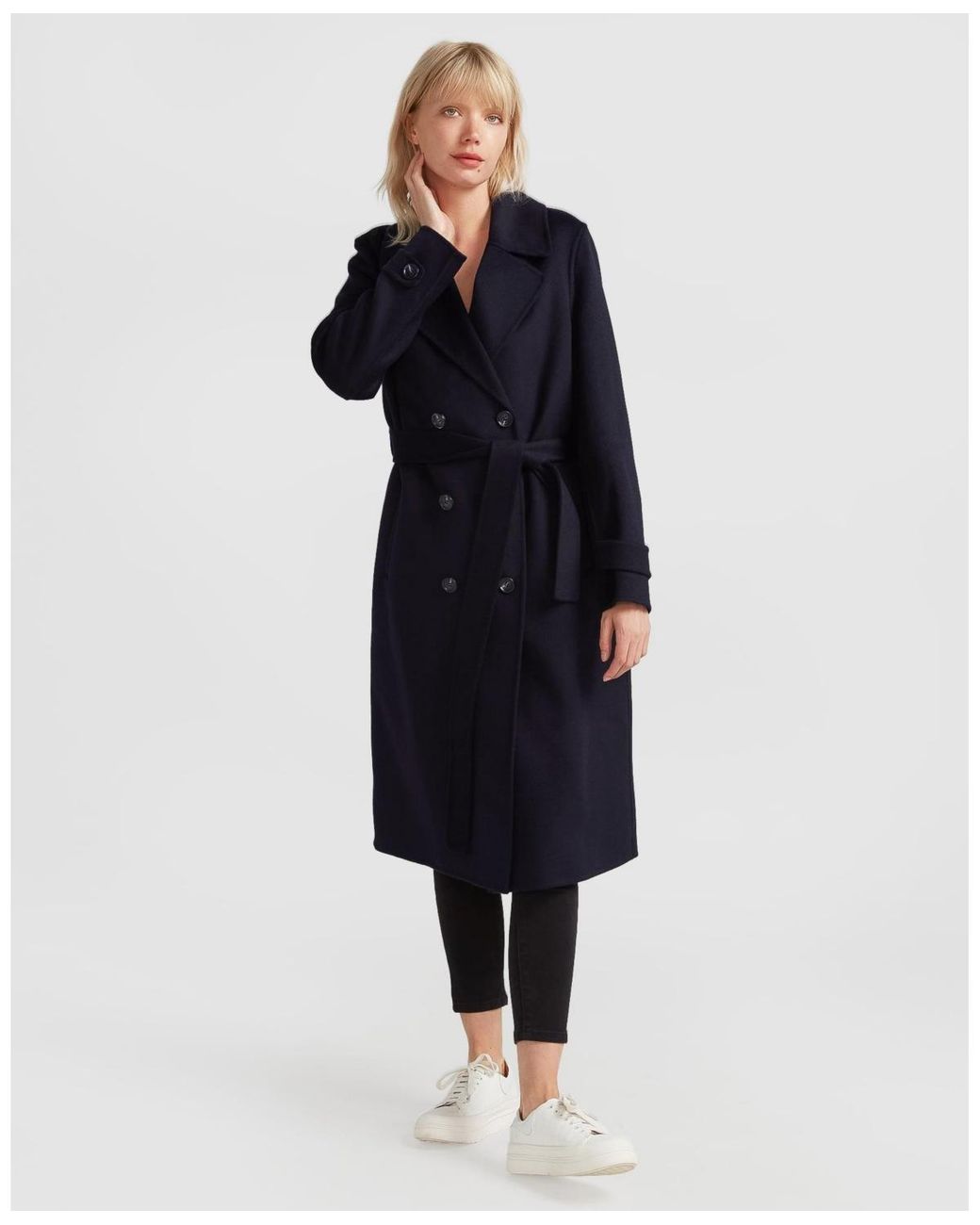 Belle & Bloom Blue Front Runner Belted Coat