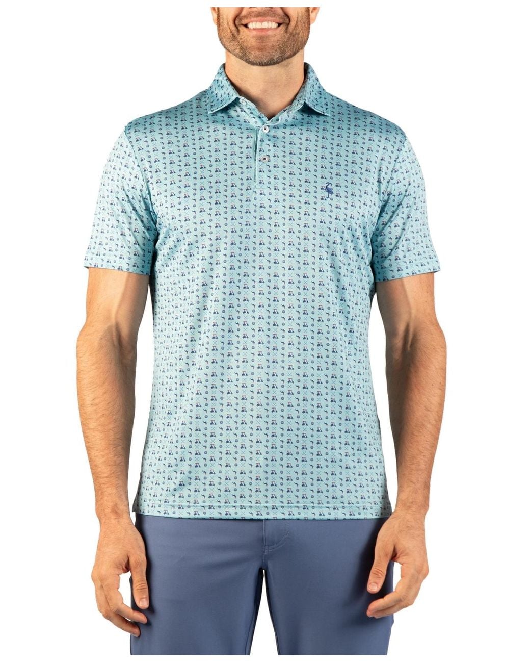 Tailorbyrd Blue Golf Carts Performance Polo for men