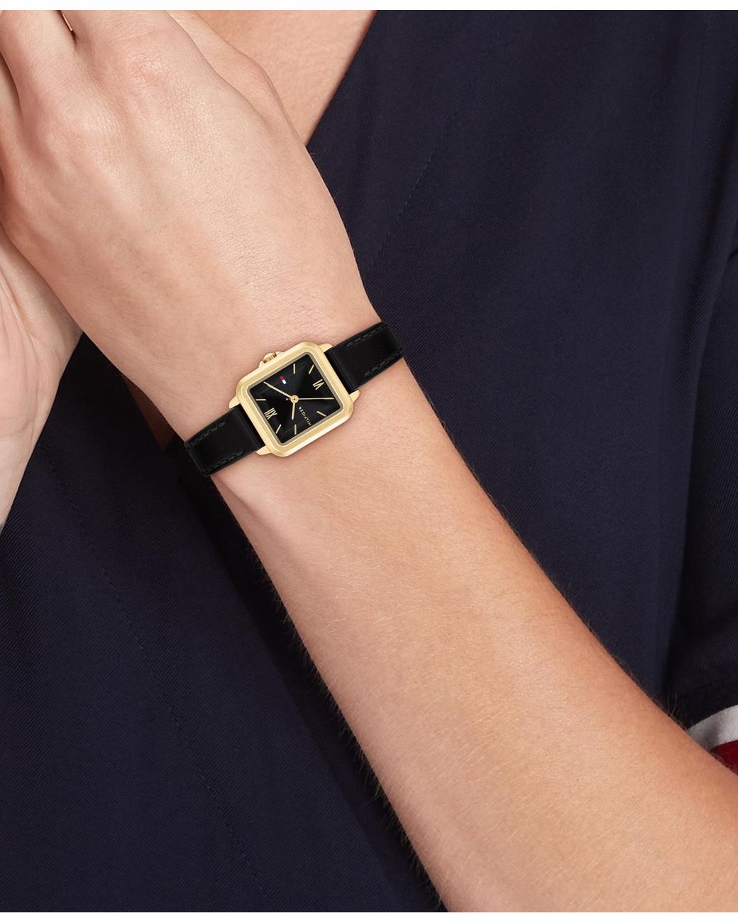 Tommy Hilfiger Black Quartz Leather Strap Watch
