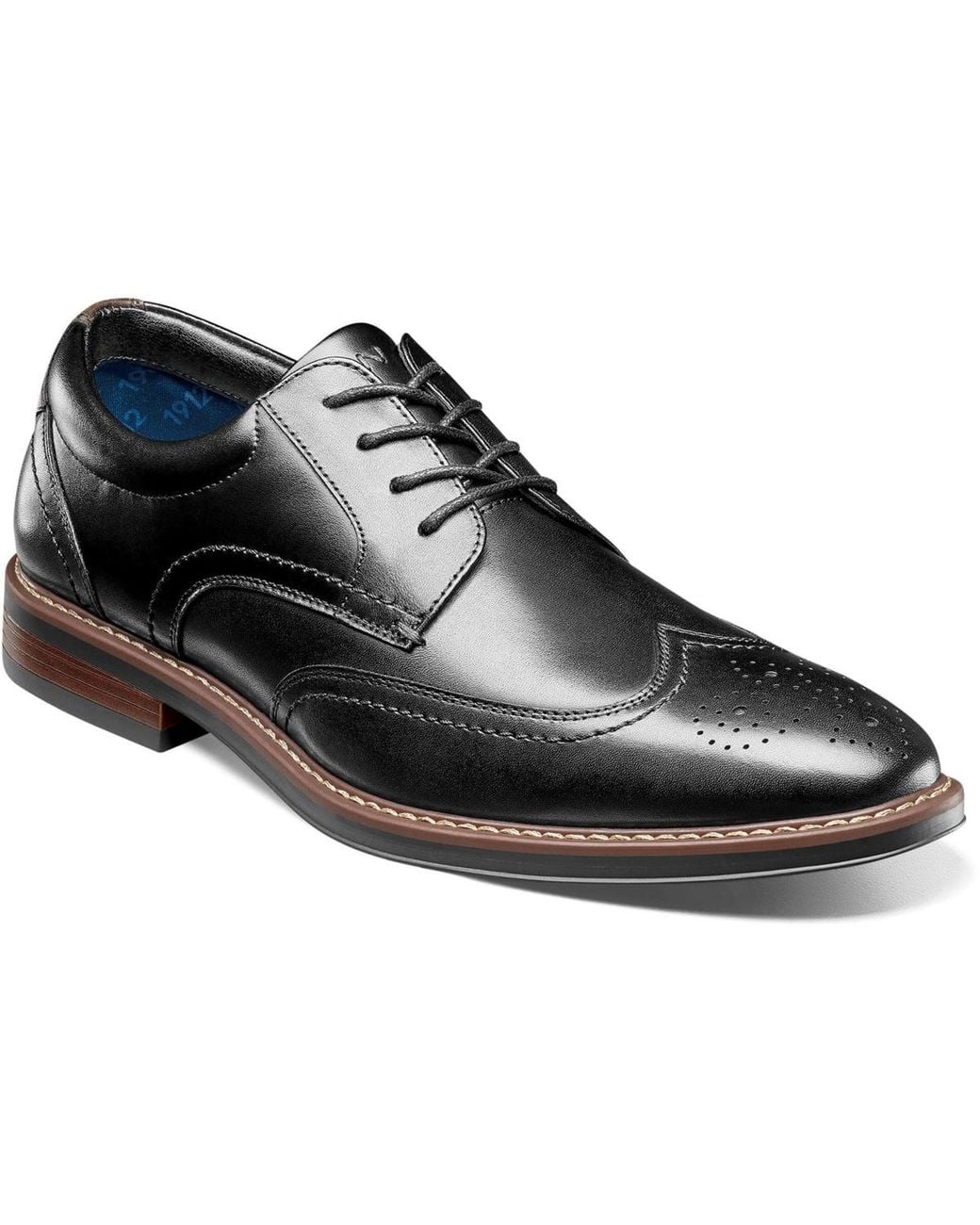 Nunn Bush Black Centro Flex Wingtip Oxfords for men