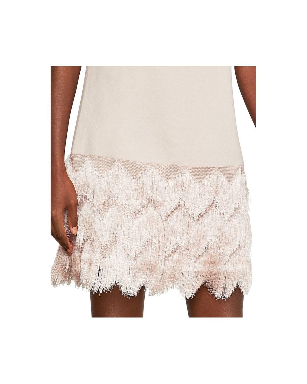 BCBGMAXAZRIA Women s Pink Addilyn Fringe trim Shift Dress