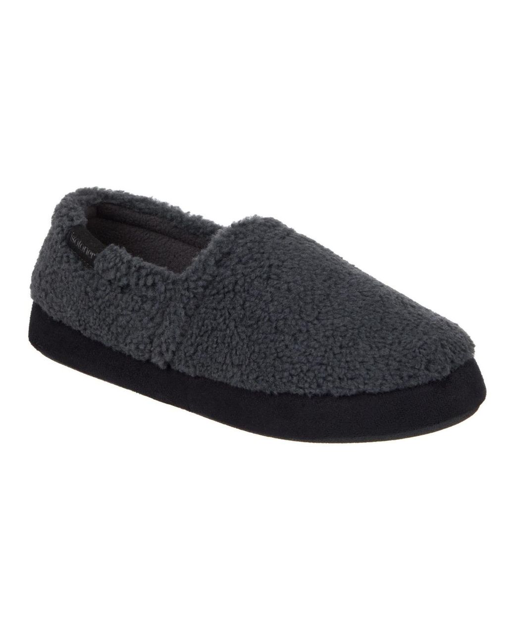 Isotoner Black Berber Closed Back Slippers for men