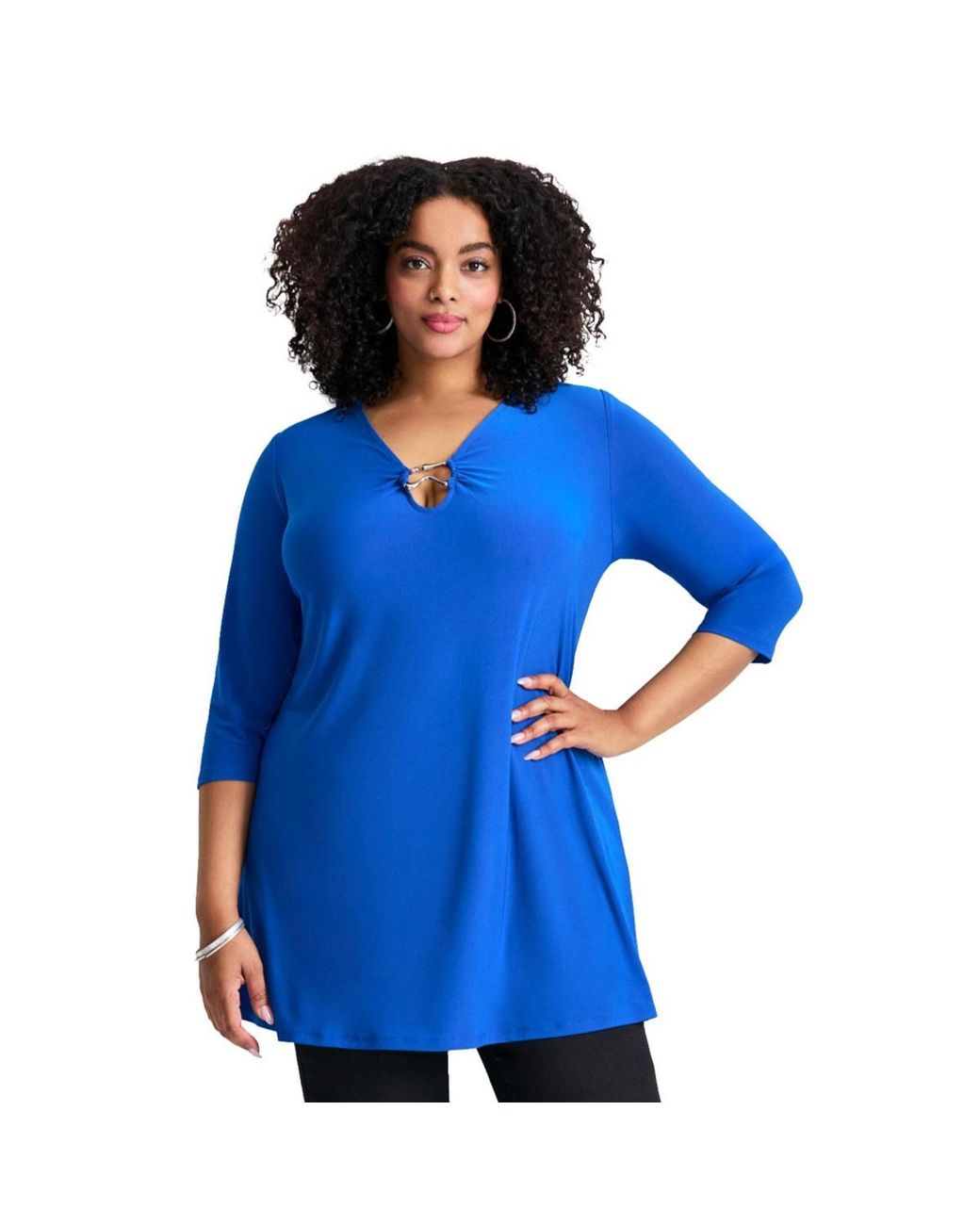 Avenue Blue Plus Size Ring Detail Tunic Top