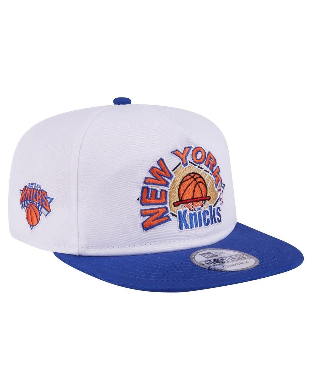 KTZ White/blue New York Knicks Hardwood Two-tone Golfer Adjustable Hat for men