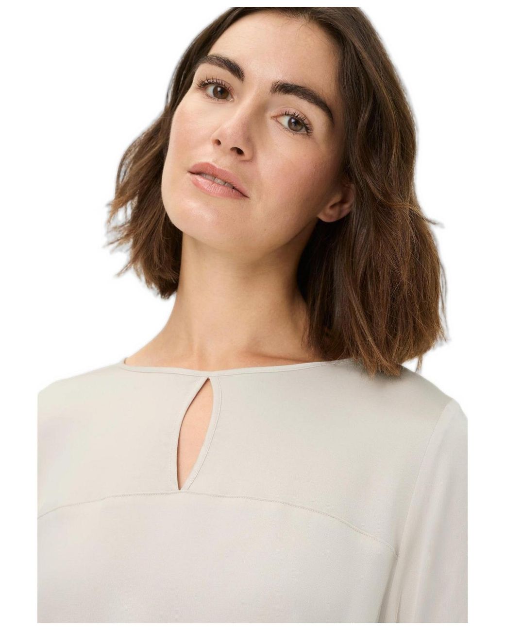 Olsen White Mixed Media Blouse