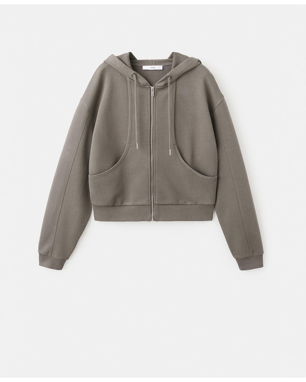 Mango Gray Contrast Seam Hoodie