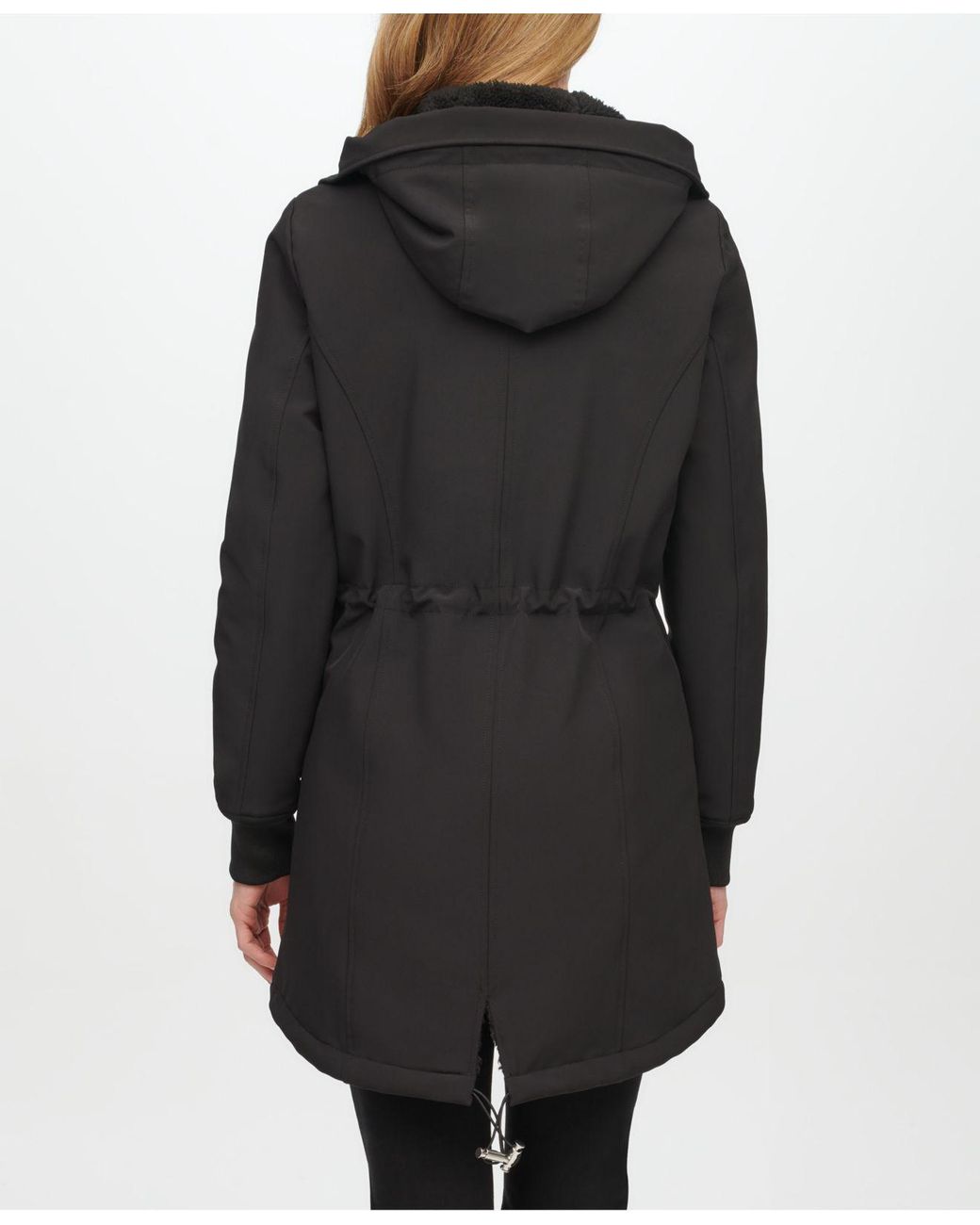 Calvin Klein Fleece lined Hooded Raincoat in Black Lyst