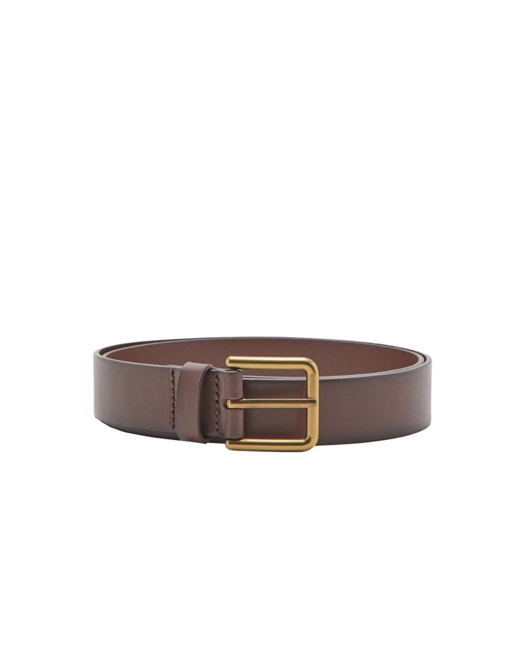 Mango Brown Square Buckle Belt for men