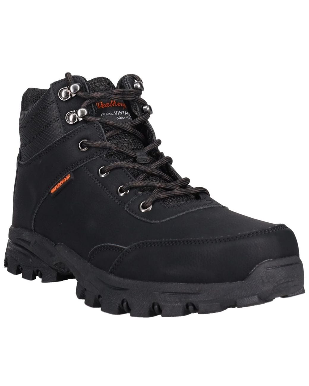 Weatherproof Black Wrangel Round-toe Boots for men