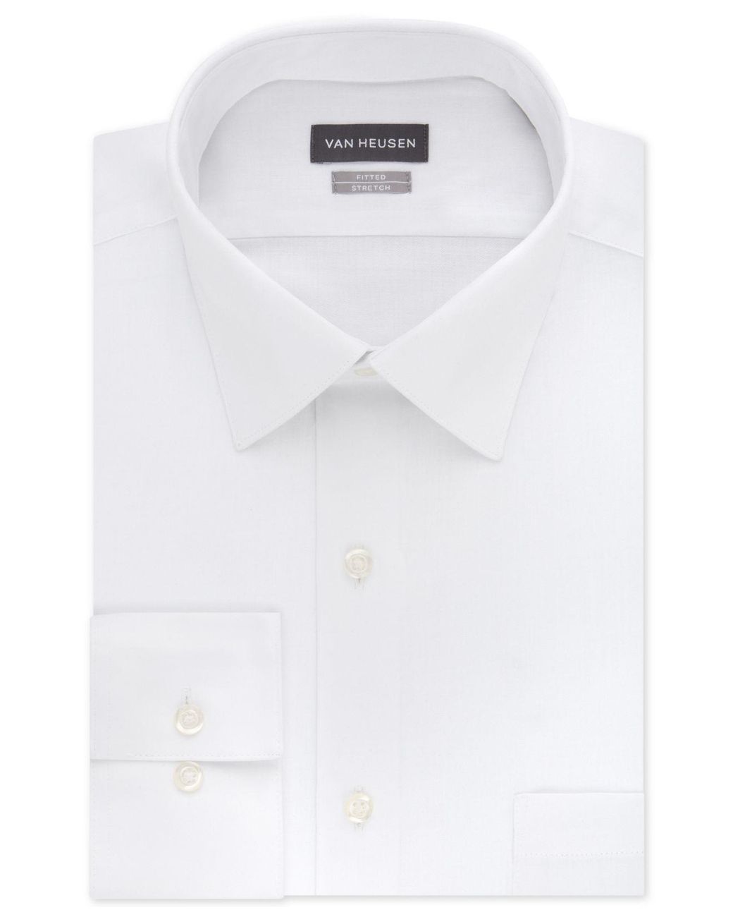 Macys Van Heusen Grey White Striped Wrinkle Free Cotton Blend Dress Shirt