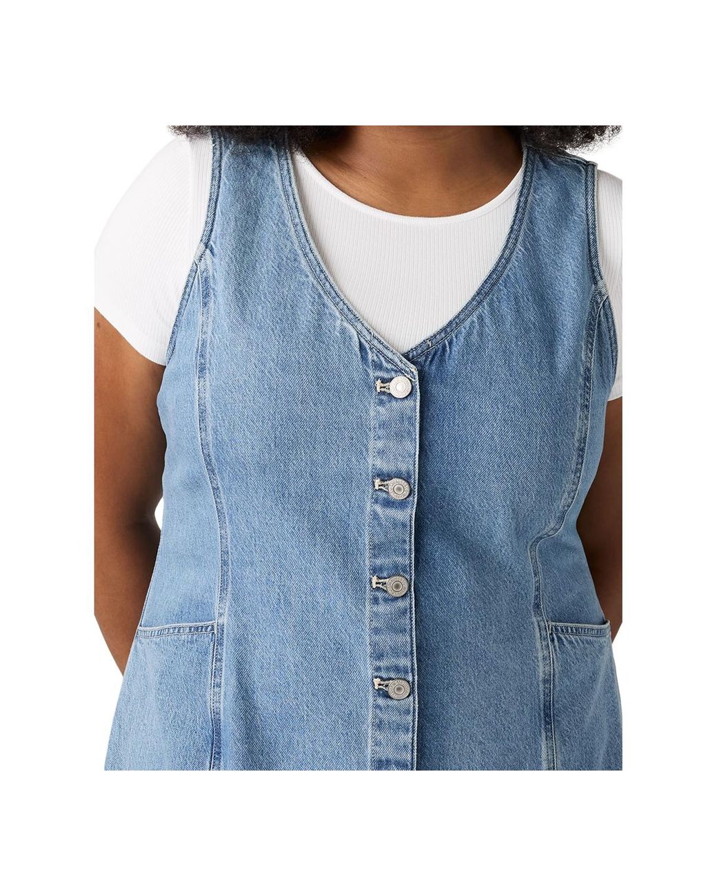 Levi's Plus Size Vianna Cotton V-neck Vest Dress in Blue | Lyst