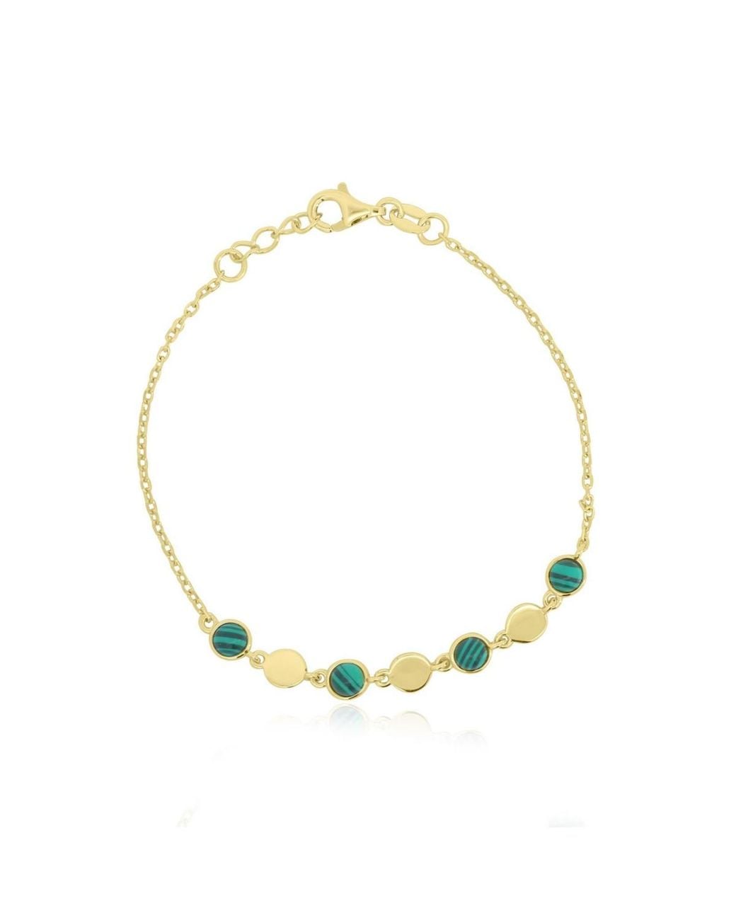 The Lovery Malachite Alternating Bubble Disc Bracelet in Metallic | Lyst