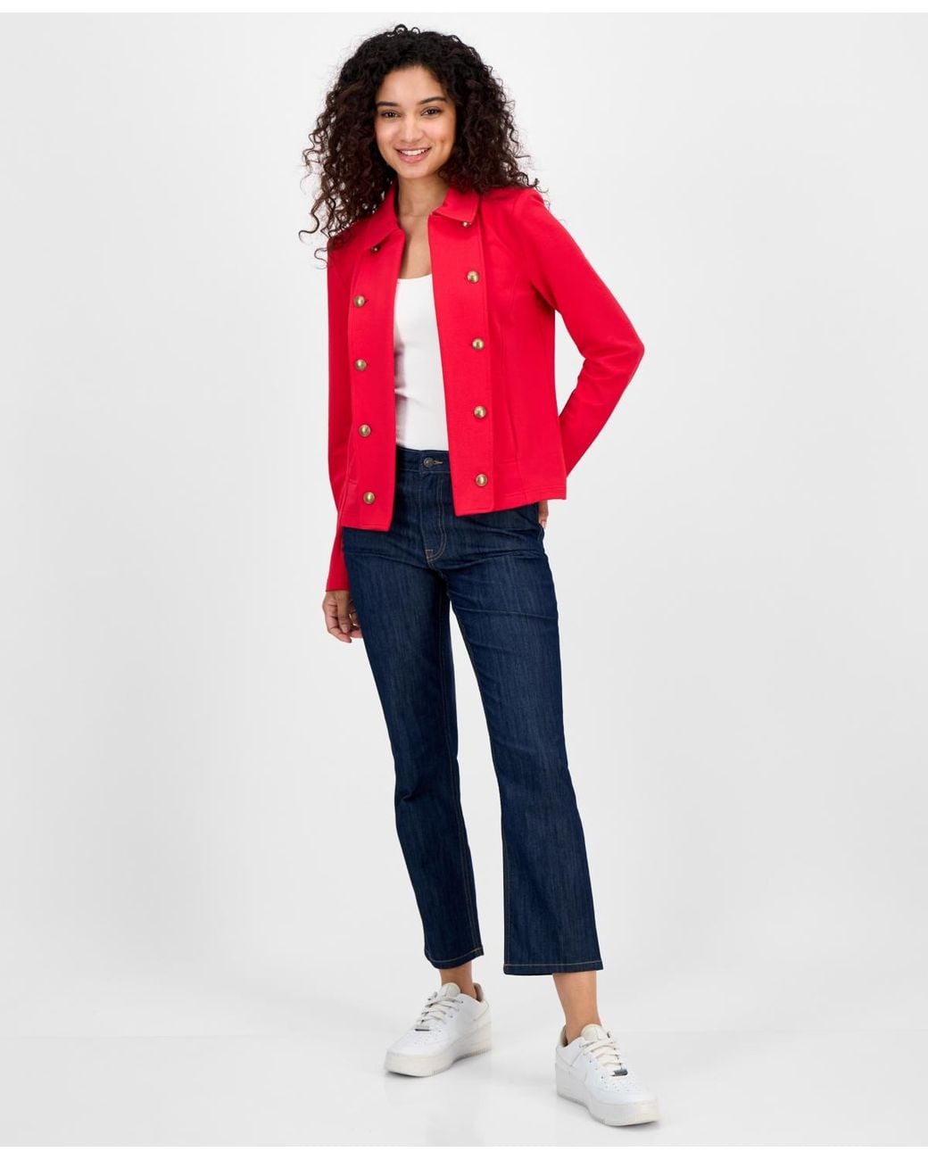 Nautica Red Jeans Open-front Captain's Jacket