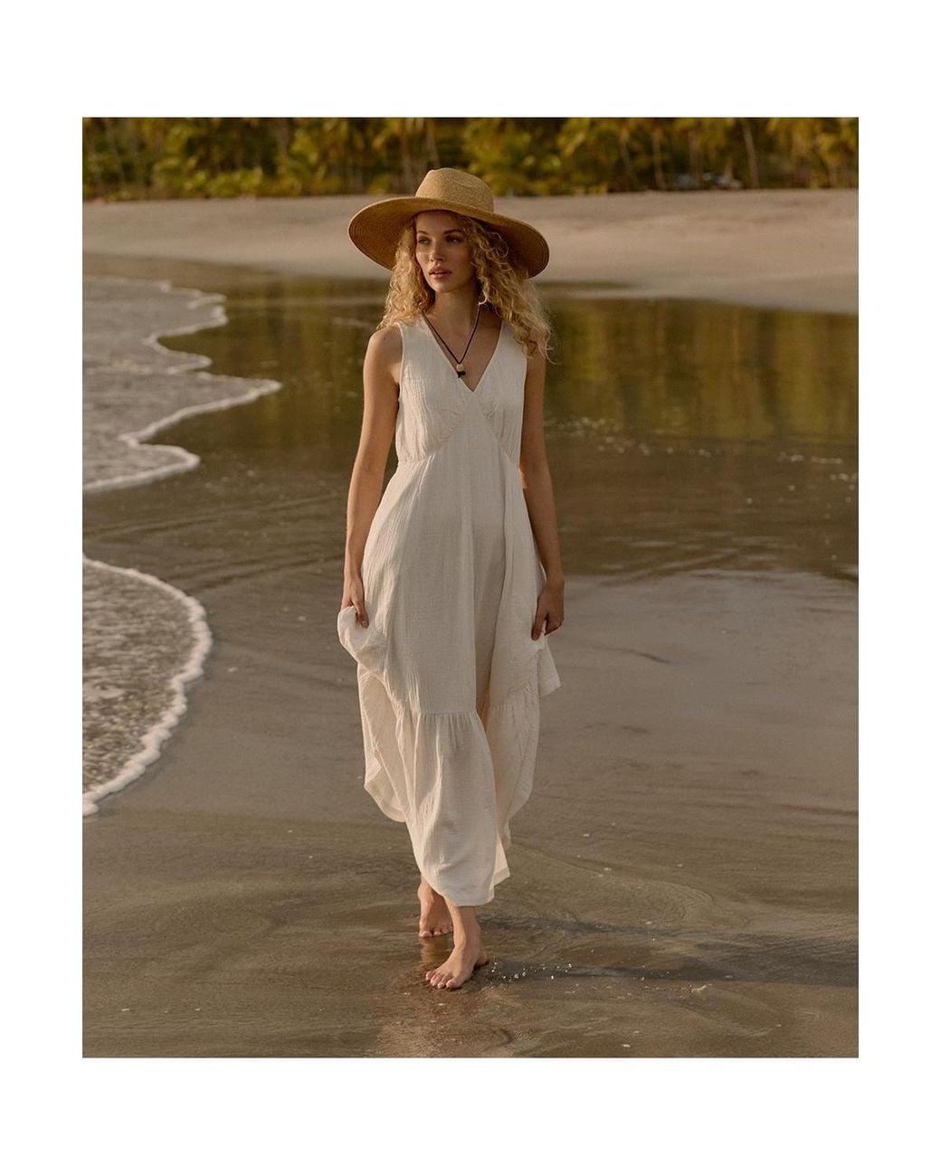 Pact Organic Cotton Coastal Double Gauze Beach To Brunch Dress in Natural